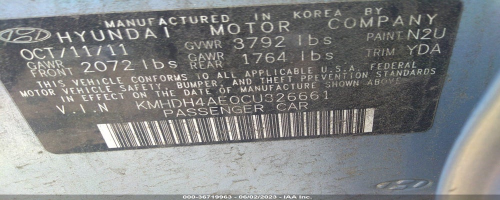 KMHDH4AE0CU326661 2012 HYUNDAI ELANTRA photo no. 9