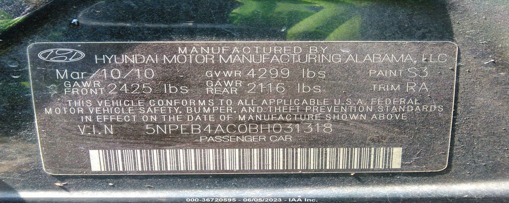 5NPEB4AC0BH031318 2011 HYUNDAI SONATA photo no. 9