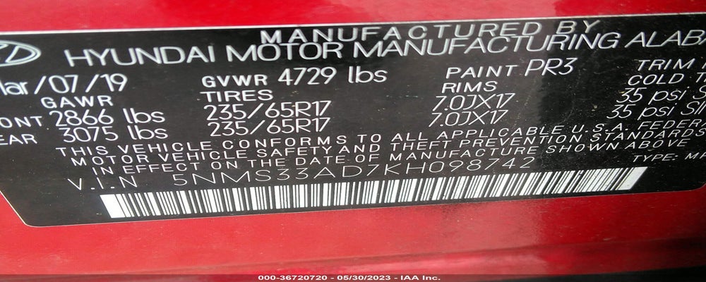 5NMS33AD7KH098742 2019 HYUNDAI SANTA FE photo no. 9