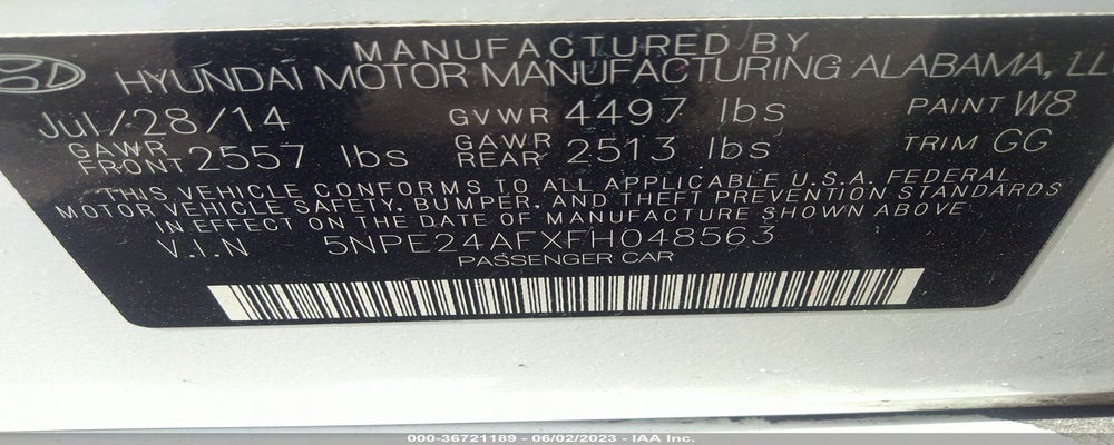 5NPE24AFXFBH04856 2015 HYUNDAI SONATA photo no. 9