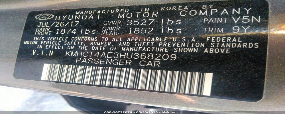 KMHCT4AE3HU368209 2017 HYUNDAI ACCENT photo no. 9