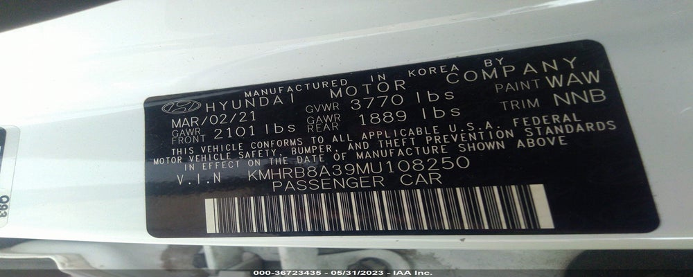 KMHRB8A39MU108250 2021 HYUNDAI VENUE photo no. 9