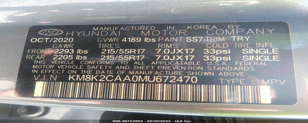 KM8K2CAA0MU672470 2021 HYUNDAI KONA photo no. 9