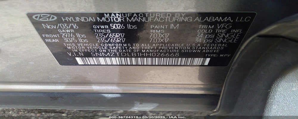 5NMZTDLB1HH026668 2017 HYUNDAI SANTA FE SPORT photo no. 9