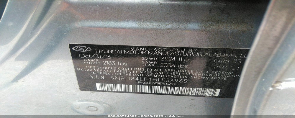 5NPD84LF4HH153965 2017 HYUNDAI ELANTRA photo no. 9