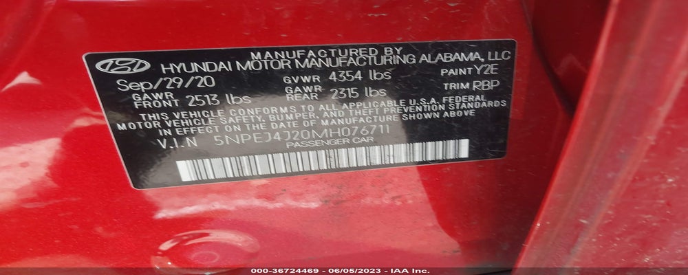 5NPEJ4J20MH076711 2021 HYUNDAI SONATA photo no. 9