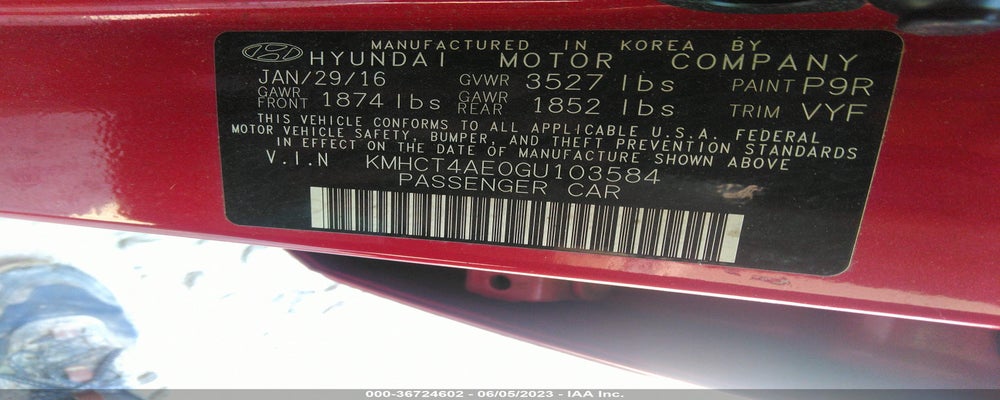 KMHCT4AE0GU103584 2016 HYUNDAI ACCENT photo no. 9