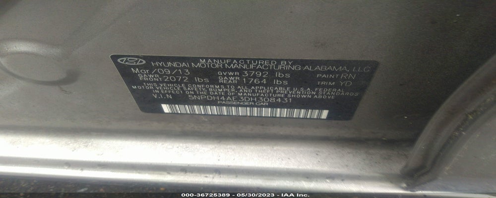 5NPDH4AE3DH308431 2013 HYUNDAI ELANTRA photo no. 9