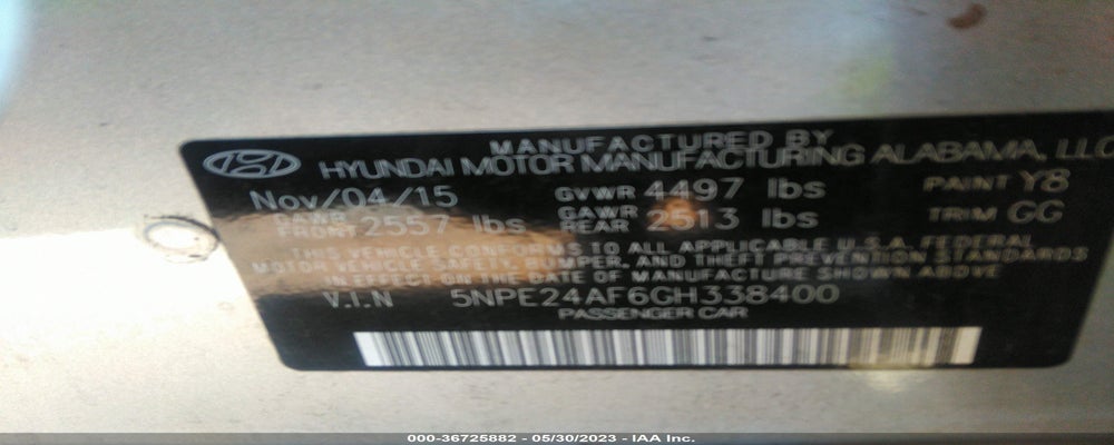 5NPE24AF6GH338400 2016 HYUNDAI SONATA photo no. 9
