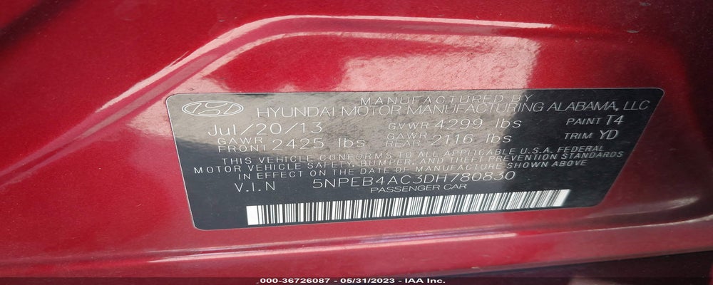 5NPEB4AC3DH780830 2013 HYUNDAI SONATA photo no. 9