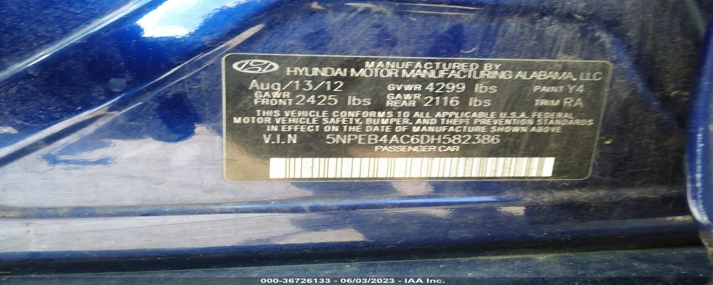 5NPEB4AC6DH582386 2013 HYUNDAI SONATA photo no. 9
