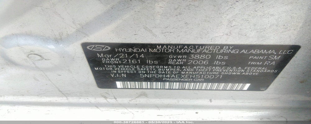 5NPDH4AEXEH510071 2014 HYUNDAI ELANTRA photo no. 9