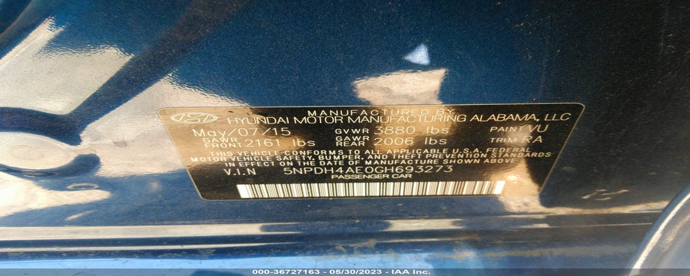 5NPDH4AE0GH693273 2016 HYUNDAI ELANTRA photo no. 9