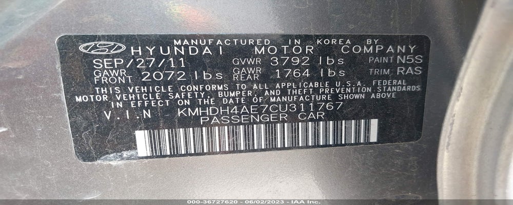 KMHDH4AE7CU311767 2012 HYUNDAI ELANTRA photo no. 9