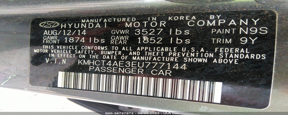 KMHCT4AE3EU777144 2014 HYUNDAI ACCENT photo no. 9