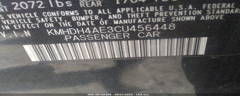 KMHDH4AE3CU456448 2012 HYUNDAI ELANTRA photo no. 9