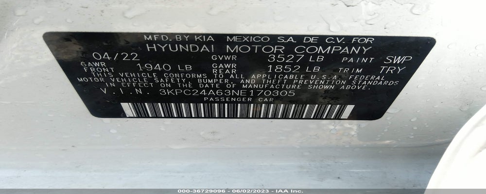 3KPC24A63NE170305 2022 HYUNDAI ACCENT photo no. 9