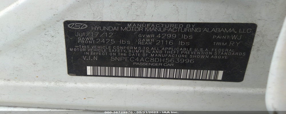 5NPEC4AC8DH563996 2013 HYUNDAI SONATA photo no. 9