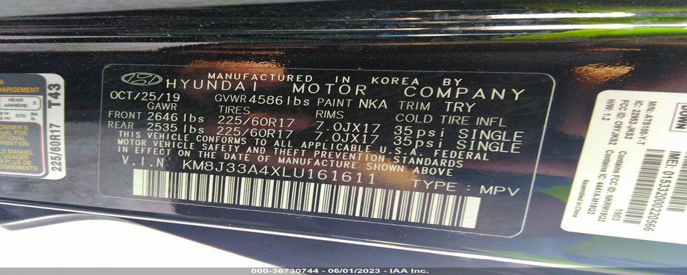 KM8J33A4XLU161611 2020 HYUNDAI TUCSON photo no. 9