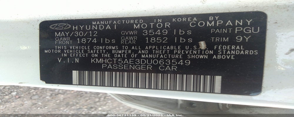 KMHCT5AE3DU063549 2013 HYUNDAI ACCENT photo no. 9