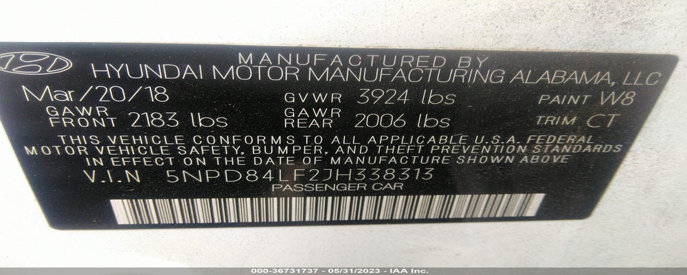 5NPD84LF2JH338313 2018 HYUNDAI ELANTRA photo no. 9