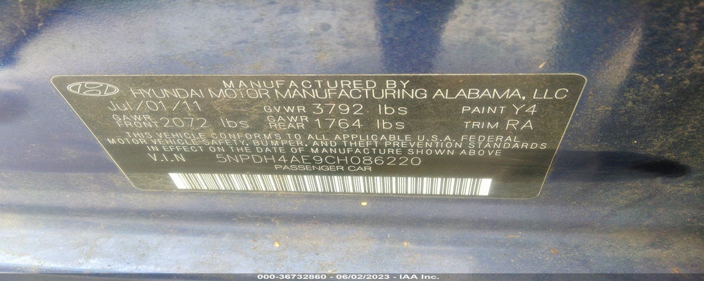 5NPDH4AE9CH086220 2012 HYUNDAI ELANTRA photo no. 9