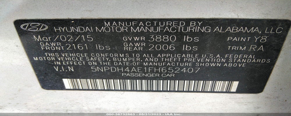 5NPDH4AE1FH652407 2015 HYUNDAI ELANTRA photo no. 9