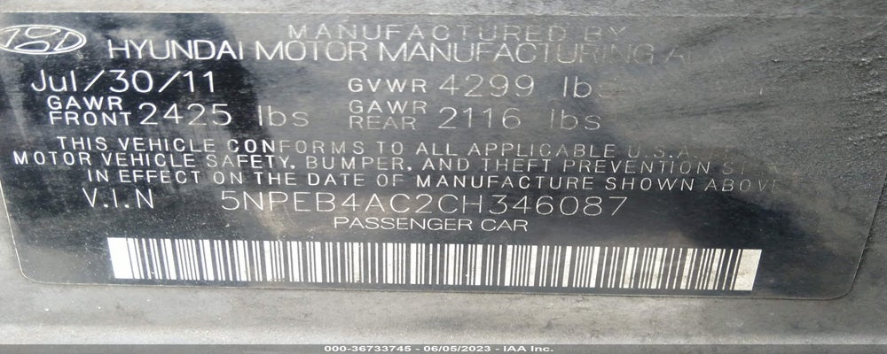 5NPEB4AC2CH346087 2012 HYUNDAI SONATA photo no. 9