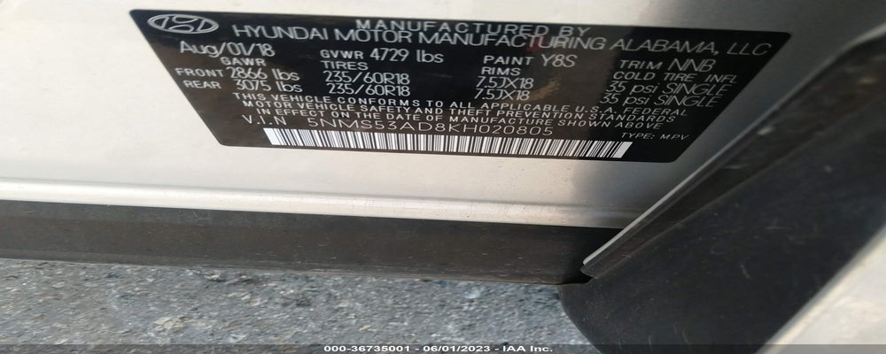 5NMS53AD8KH020805 2019 HYUNDAI SANTA FE photo no. 9
