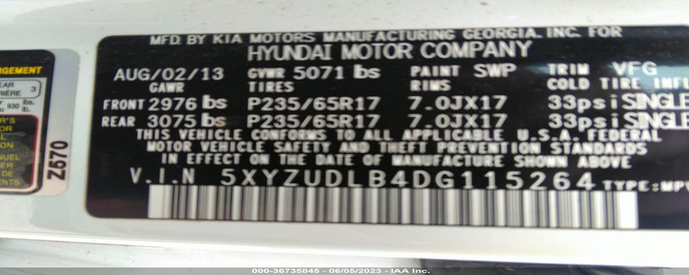 5XYZUDLB4DG115264 2013 HYUNDAI SANTA FE SPORT photo no. 9