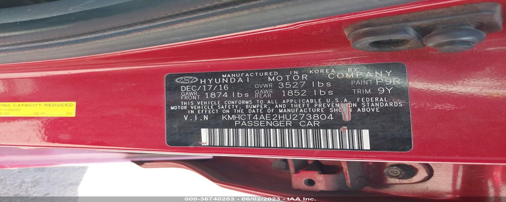 KMHCT4AE2HU273804 2017 HYUNDAI ACCENT photo no. 9