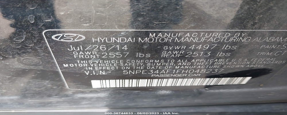 5NPE34AF1FH048237 2015 HYUNDAI SONATA photo no. 9