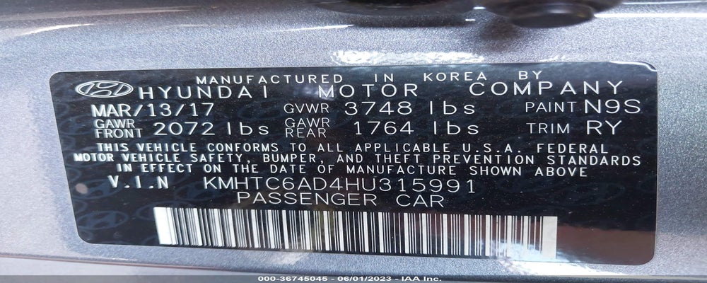 KMHTC6AD4HU315991 2017 HYUNDAI VELOSTER photo no. 9