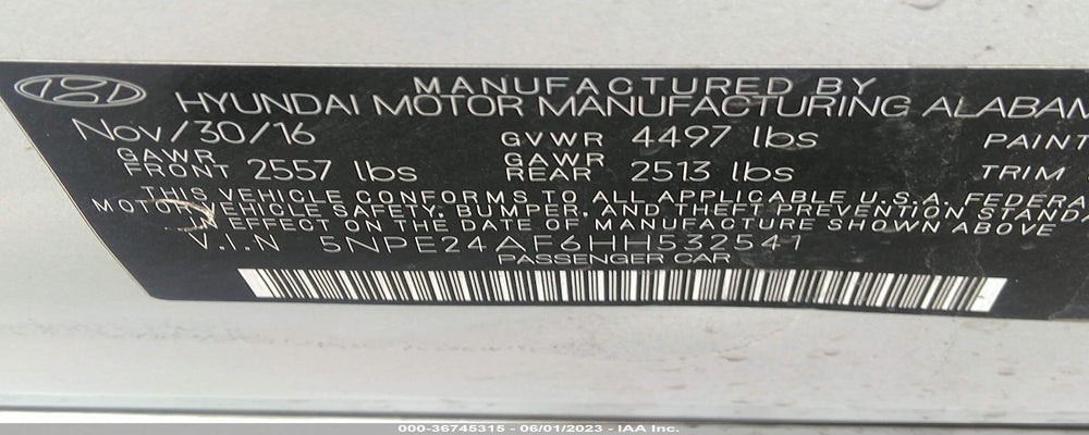 5NPE24AF6HH532541 2017 HYUNDAI SONATA photo no. 9