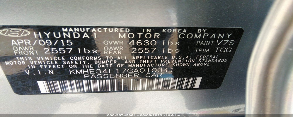 KMHE34L17GA010341 2016 HYUNDAI SONATA HYBRID photo no. 9