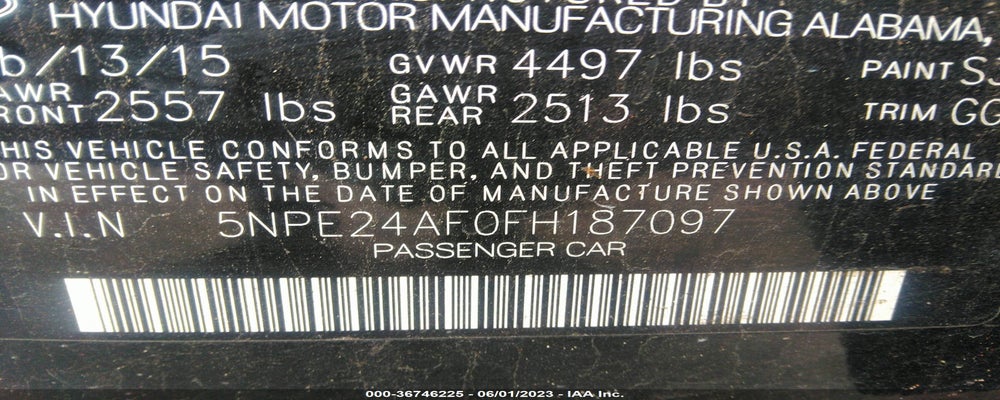 5NPE24AF0FH187097 2015 HYUNDAI SONATA photo no. 9