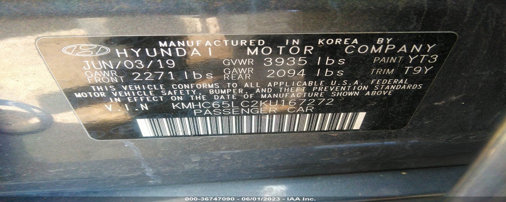 KMHC65LC2KU167272 2019 HYUNDAI IONIQ HYBRID photo no. 9