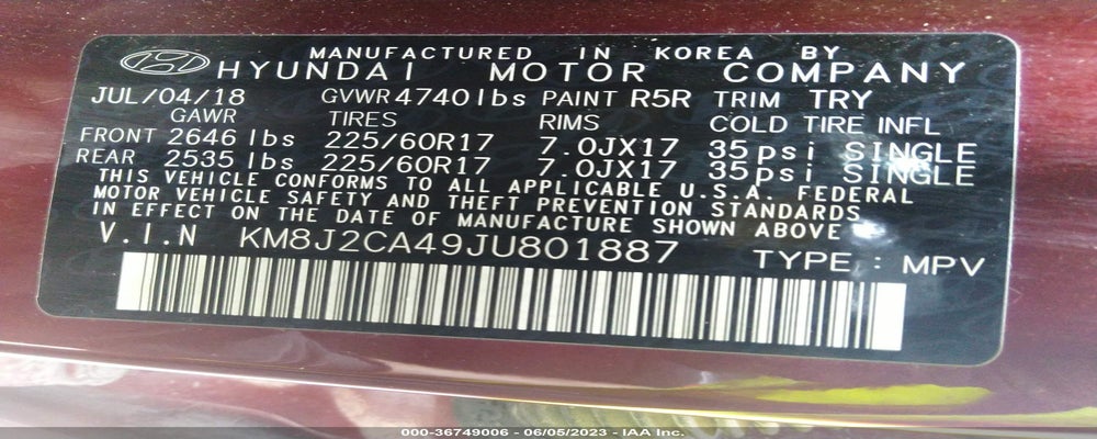 KM8J2CA49JU801887 2018 HYUNDAI TUCSON photo no. 9