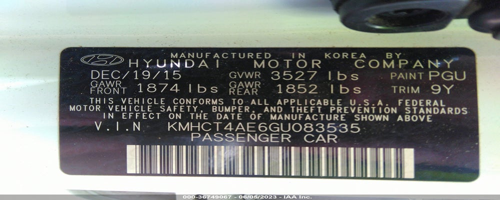 KMHCT4AE6GU083535 2016 HYUNDAI ACCENT photo no. 9