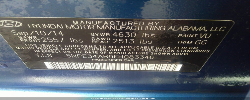 5NPE34AB9FH083346 2015 HYUNDAI SONATA photo no. 9