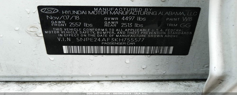 5NPE24AF3KH755577 2019 HYUNDAI SONATA photo no. 9
