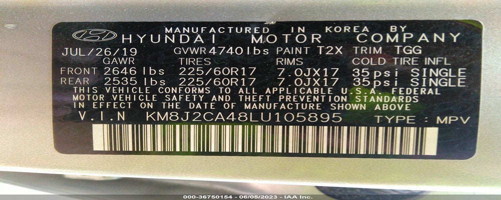 KM8J2CA48LU105895 2020 HYUNDAI TUCSON photo no. 9