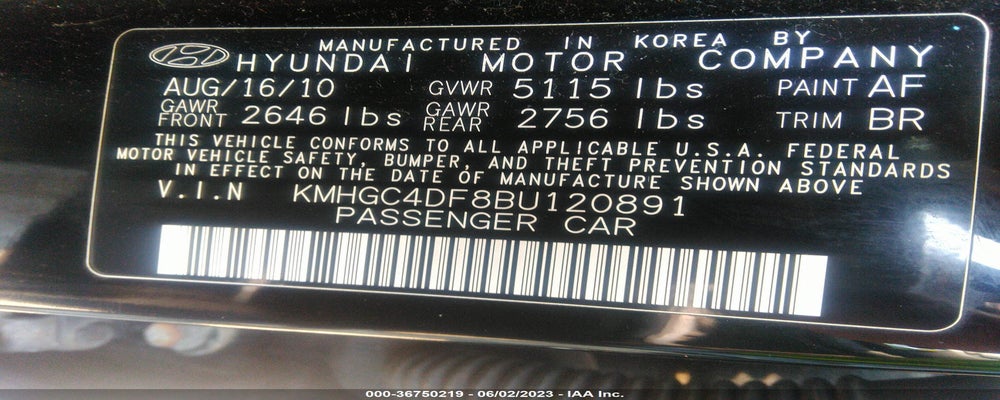 KMHGC4DF8BU120891 2011 HYUNDAI GENESIS photo no. 9