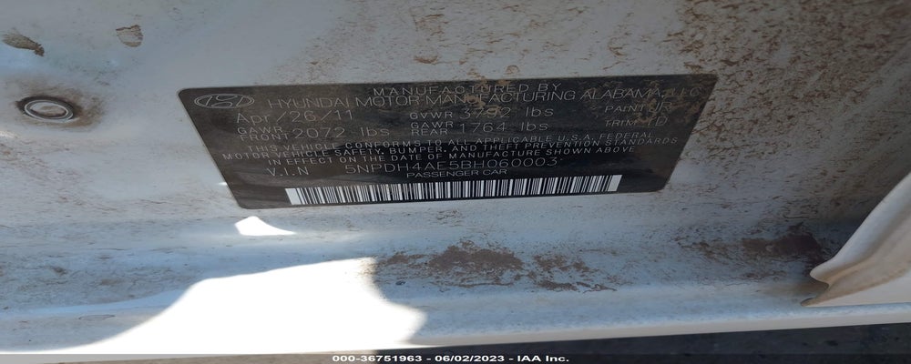 5NPDH4AE5BH060003 2011 HYUNDAI ELANTRA photo no. 9