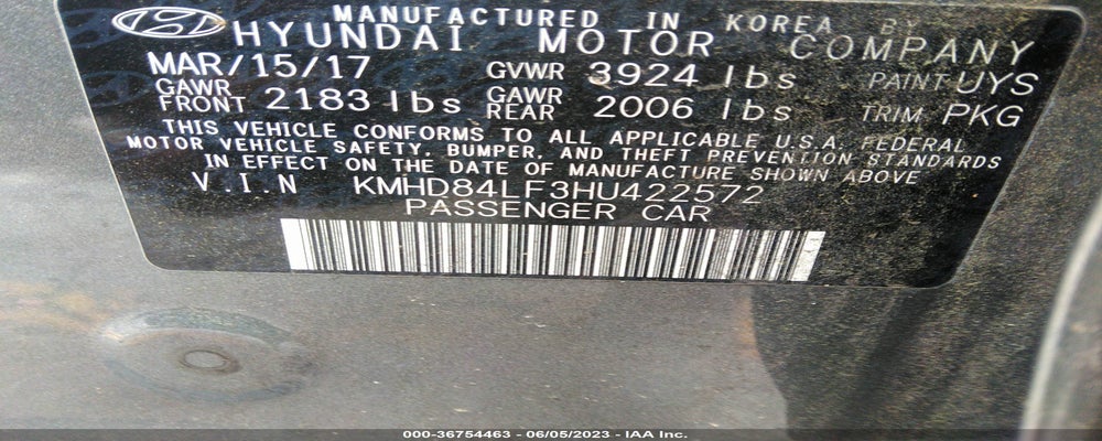 KMHD84LF3HU422572 2017 HYUNDAI ELANTRA photo no. 9