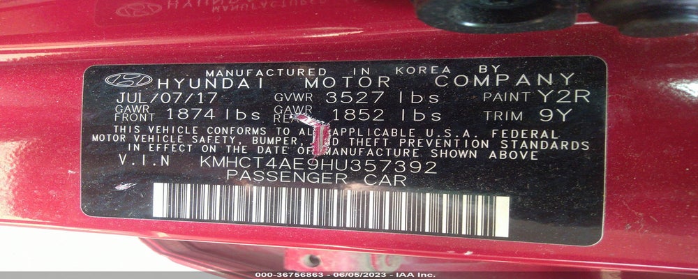 KMHCT4AE9HU357392 2017 HYUNDAI ACCENT photo no. 9