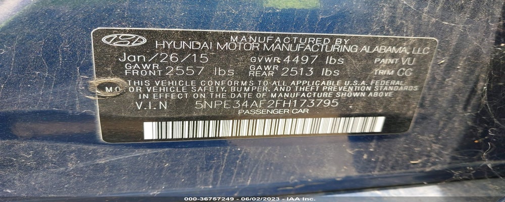 5NPE34AF2FH173795 2015 HYUNDAI SONATA photo no. 9
