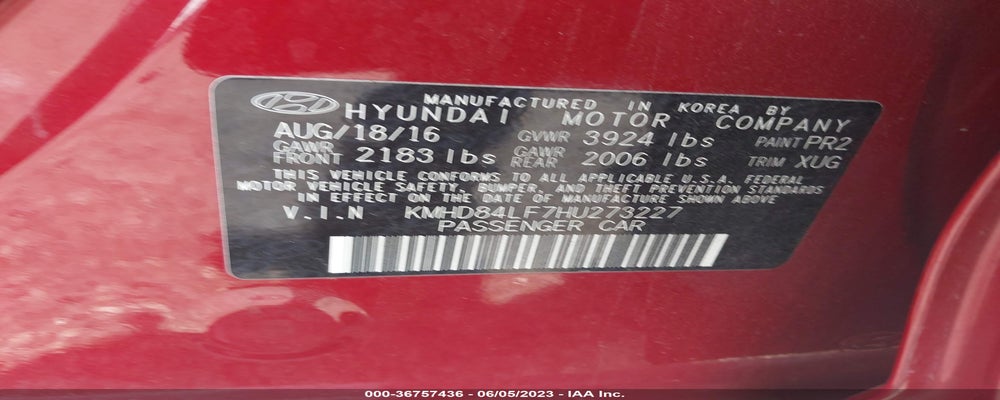 KMHD84LF7HU273227 2017 HYUNDAI ELANTRA photo no. 9