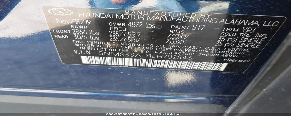 5NMS33AD1LH202546 2020 HYUNDAI SANTA FE photo no. 9