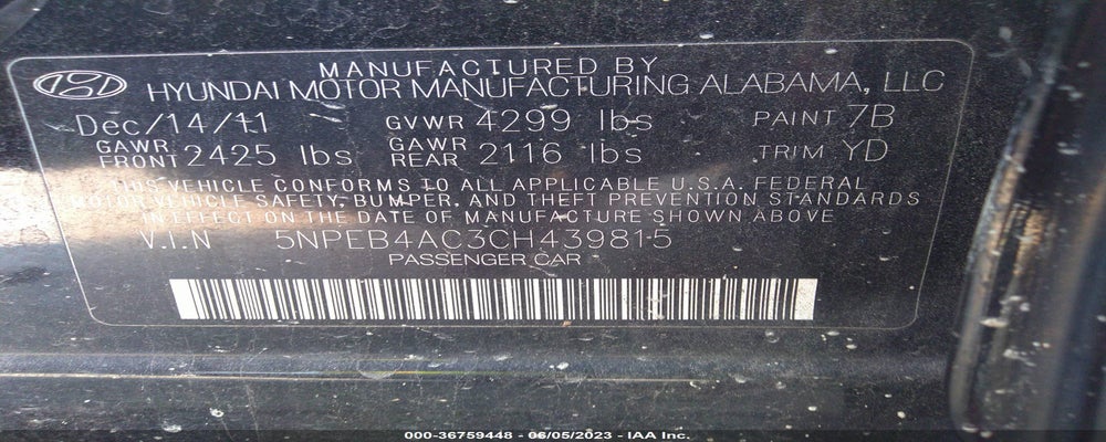 5NPEB4AC3CH439815 2012 HYUNDAI SONATA photo no. 9